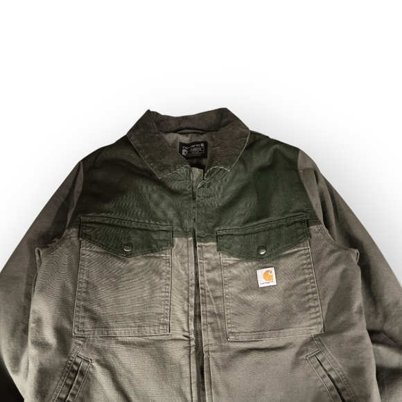 Carhartt Montana Olive Green Relaxed Fit Jacket With Corduroy Collar - M - Picture 2 of 3